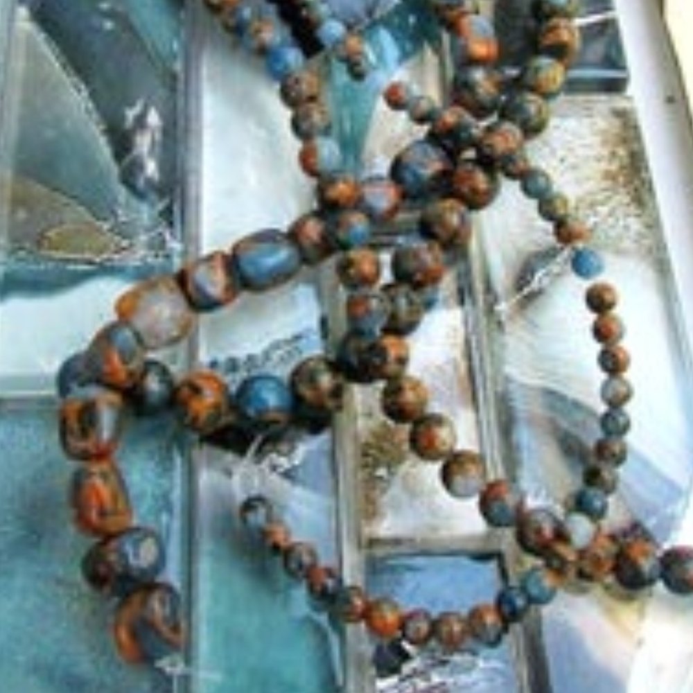 Beautiful Blue/Copper Impression Jasper. x4 strands.